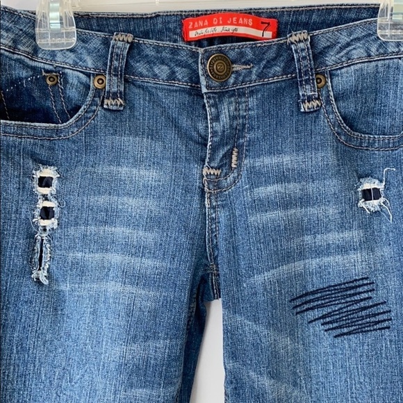 Zane Di Jeans Sz 7 or Adult size 2. Patched Denim. - Picture 2 of 8